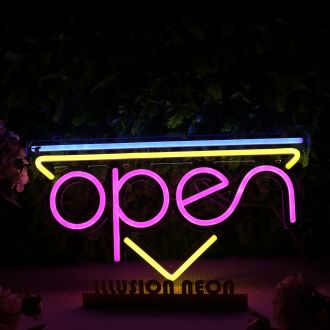 Open With Inverted Triangle Neon Sign