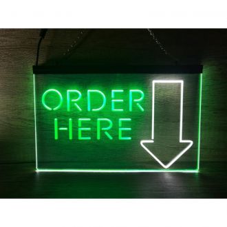 Order Here Arrow Dual LED Neon Sign