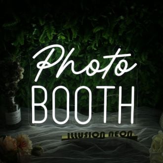 Photo Booth White Neon Sign