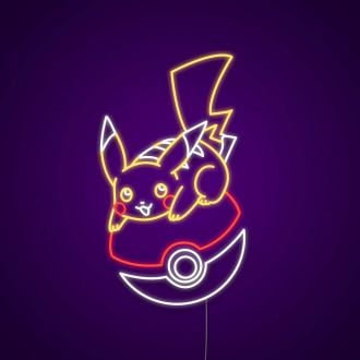 Pikachu On Pokeball Neon Sign