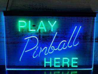 Pinball Play Here Dual LED Neon Sign