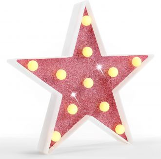 Pink Color Shimmering Star Party Decor Marquee Light