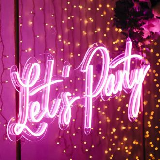Pink Neon Lights Lets Party Neon Sign For Wedding Party