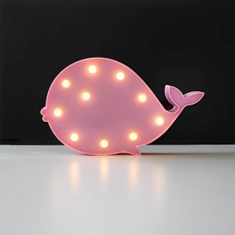 Pink Whale Shape Kids Room Marquee Light