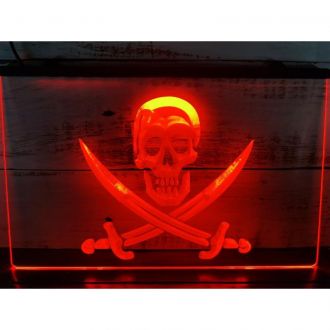 Pirates Skull Bar Pub Beer LED Neon Sign