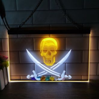 Pirates Skull Dual LED Neon Sign