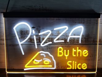 Pizza by The Slice Dual LED Neon Sign