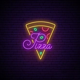 Pizza Neon Sign Bright Yellow And Purple Neon Sign
