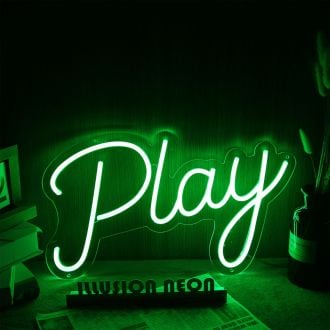 Play Green Font Neon Sign
