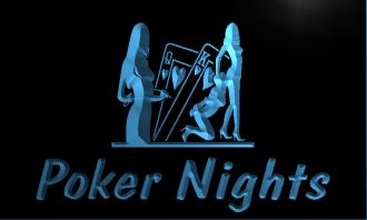 Poker Nights Game Pub Dual LED Neon Sign