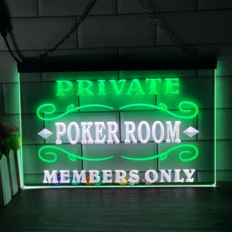 Private Poker Room Member Only Dual LED Neon Sign