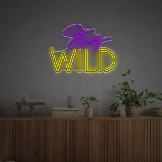 Purple And Yellow Stay Wild LED Neon Sign