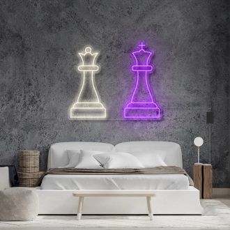 Queen King Chess Neon Sign