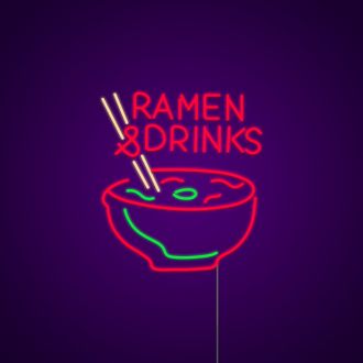 Ramen And Drinks Neon Sign