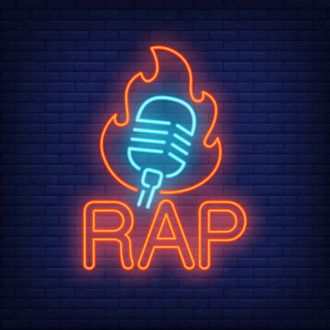 Rap Microphone Flame Neon Sign