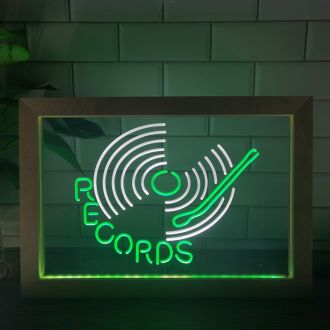Records Turntable DJ Frame Dual LED Neon Sign