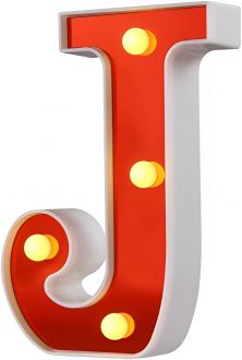 Steel Marquee Letter Red J Warm White High-End Custom Zinc Metal Marquee Light Marquee Sign