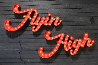 Steel Marquee Letter Red Flyin High High-End Custom Zinc Metal Marquee Light Marquee Sign