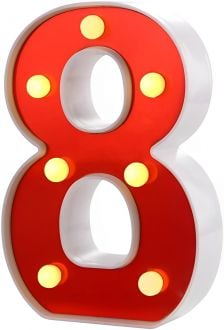 Steel Marquee Letter Red Number 8 Eight Decor High-End Custom Zinc Metal Marquee Light Marquee Sign