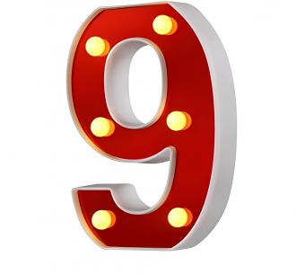 Steel Marquee Letter Red Number 9 Nine Decor High-End Custom Zinc Metal Marquee Light Marquee Sign