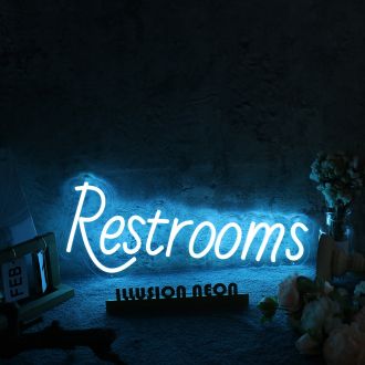 Restrooms Blue Custom Neon Sign