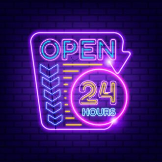 Retro Open 24 Hours Neon Sign