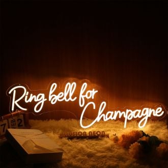 Ring Bell For Champagne Yellow Neon Sign