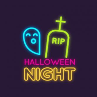 RIP Ghost Halloween Night Neon Sign