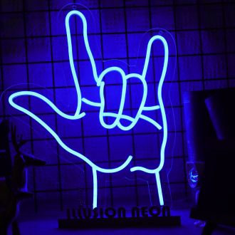 Rock Hand Gesture Neon Sign