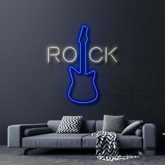 Rock With Electric Guitar Neon Sign