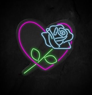Rose X Heart Neon Sign