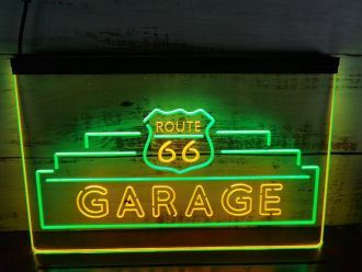 Route 66 Garage Dual LED Neon Sign