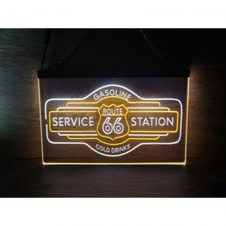 Route 66 Service Station Dual LED Neon Sign