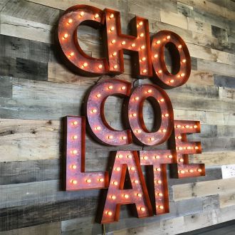 Steel Marquee Letter Rustic Brown Chocolate High-End Custom Zinc Metal Marquee Light Marquee Sign