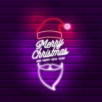 Santa Greeting Merry Christmas and New Year Neon Sign