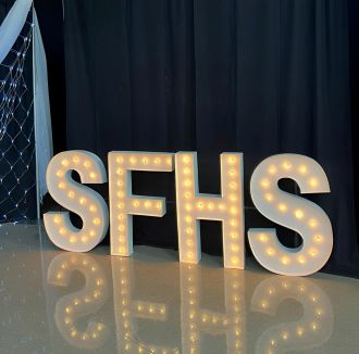 Steel Marquee Letter SFHS Warm White Modern Font High-End Custom Zinc Metal Marquee Light Marquee Sign