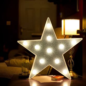 Steel Marquee Letter Shiny Silver Led Star High-End Custom Zinc Metal Marquee Light Marquee Sign