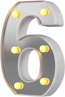 Steel Marquee Letter Silver Number 6 Six High-End Custom Zinc Metal Marquee Light Marquee Sign