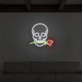 Skull With Rose Neon Sign