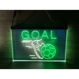Soccer Goal Football Man Cave Dual LED Neon Sign