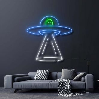 Spaceship With Alien Neon Sign