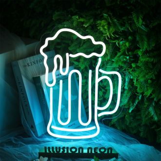Spilled Beer Blue LED Neon Sign