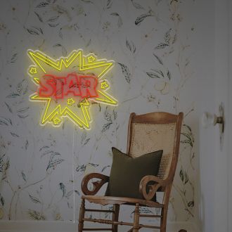 Star With Bomb Effects LED Neon Sign