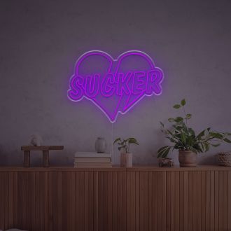 Sucker With Broken Heart LED Neon Sign