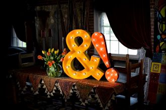 Steel Marquee Letter & And ! Yellow Orange High-End Custom Zinc Metal Marquee Light Marquee Sign