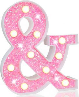 Steel Marquee Letter Symbol & Pink Shiny Shimmering High-End Custom Zinc Metal Marquee Light Marquee Sign