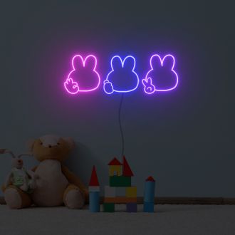 Three Little Rabbits Neon Sign Fashion Custom Neon Sign Lights Night Lamp Led Neon Sign Light For Home Party MG10192