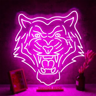 Tiger Head Purple Neon Sign