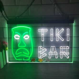Tiki Bamboo Mask Dual LED Neon Sign