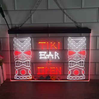 Tiki is OPEN Mask Dual LED Neon Sign